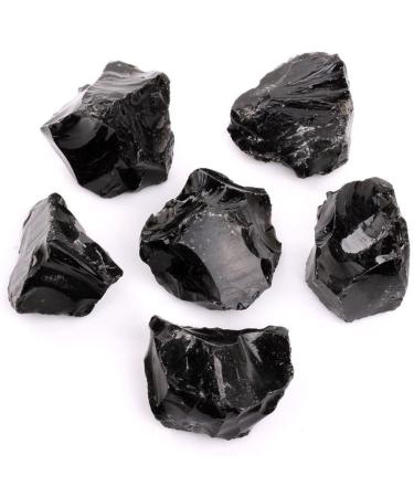 Natural Crystal Rough 50g Natural Clear Quartz Crystal Rock Chips Specimen Collection Natural Mixing Fish Tank (Color : Obsidian Size : 2-4 cm)