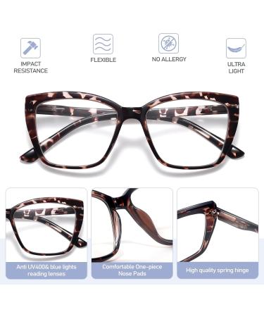 3-Pack Fashion Oversized Blue Light Reading Glasses for Women - Spring Hinge Cat Eye Style Anti Eyestrain Mix Colors 1.5x - Buy Online on GoSupps.com