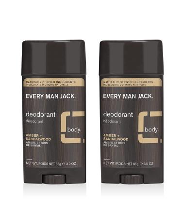 Every Man Jack Amber & Sandalwood Deodorant - Aluminum-Free, Long-Lasting, Plant-Based, 3 oz (2 Sticks) - Buy Online on GoSupps.com