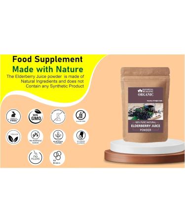 Blessfull Healing Organic Elderberry Juice Powder 100% Pure Natural 100 Gram / 3.52 oz 3.53 Ounce (Pack of 1) - Buy Online on GoSupps.com