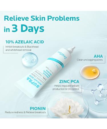 ZealSea 10% Azelaic Acid face Cream for Pimple Blackheads Redness Balance Excess Sebum Clarify Skin Soothe Irritation 30ml - Buy Online on GoSupps.com