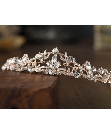 Sweetv Rose Gold Rhinestone Wedding Tiara for Women - Bridal Princess Crown Headband - Perfect for Birthday, Flower Girl - Style 1 - Buy Online on GoSupps.com