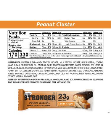 NuGo Stronger Peanut Cluster - 23g Whey Protein, 10g Fiber, Gluten Free (Pack of 12) - Buy Online on GoSupps.com