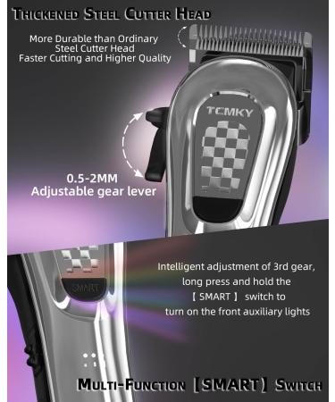 TCMKY Hair Clippers for Men Cordless&Corded Barber Clippers for Hair Cutting & Grooming Professional Hair Trimmer for Men Rechargeable Hair Trimmer Kit for Household (Silvery) Bright Silver - Buy Online on GoSupps.com