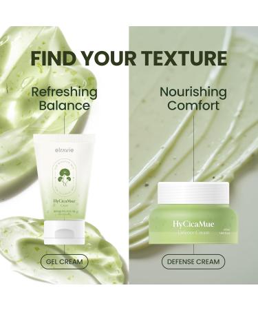 elravie HyCicaMue Defence Cream | Barrier Repair Moisturizer for Soothing Recovery | Cica Hyaluronic Acid Vegan Mucin | Calming Sensitive Skin Sebum Control Boosting Hydration | Korean Skin Care - Buy Online on GoSupps.com
