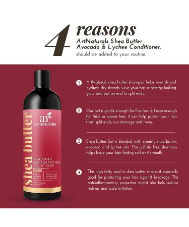 Artnaturals Shea Butter Avocado & Lychee Conditioner - Moisturizing Silk for Dry Hair (16 fl oz) - Buy Online on GoSupps.com