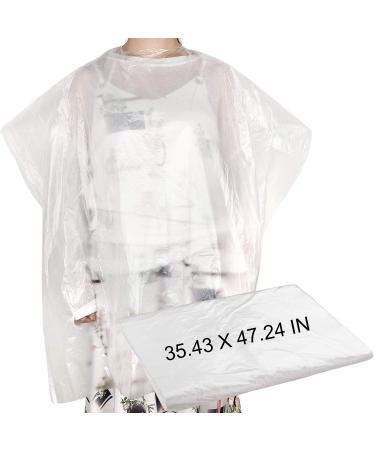 200 Pieces Disposable Barber Haircut Cape Transparent Waterproof Hair Styling Salon Cape Hairdressing Apron Hairdresser Smock Household Salon Cloak, 35.43 x 47.24 inch