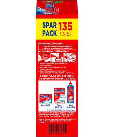 Somat Classic Dishwasher Tabs - 270 Count | Extra Power & Glass Protection | Daily Dish Cleaning | International Shipping - Buy Online on GoSupps.com