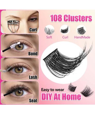108 Clusters DIY Eyelash Extension Kit - Fluffy C D Curl Waterproof & Long-Lasting False Eyelashes - Korean PBT Material - Buy Online on GoSupps.com