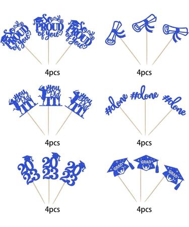 Pack of 24 Graduation Cake Decorations Graduation Cupcake Toppers Graduation Cake Decorations Cake Toppers for Graduation Parties Graduation Proms Dark Blue - Buy Online on GoSupps.com