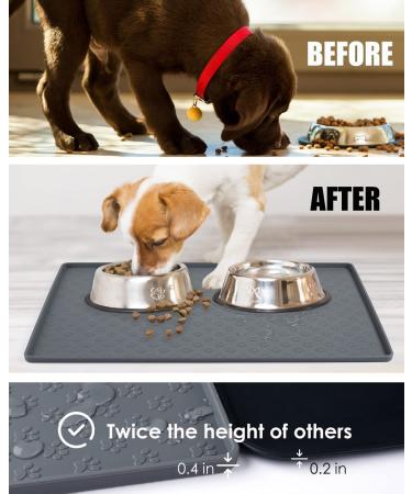 AVYDIIF Silicone Pet Food Mat - Waterproof, Slip Resistant, Raised Edge - Grey, Medium 18.9 X 11.8 | Dishwasher Safe, Anti-Messy, Spill-Proof Bowl Mat - Buy Online on GoSupps.com