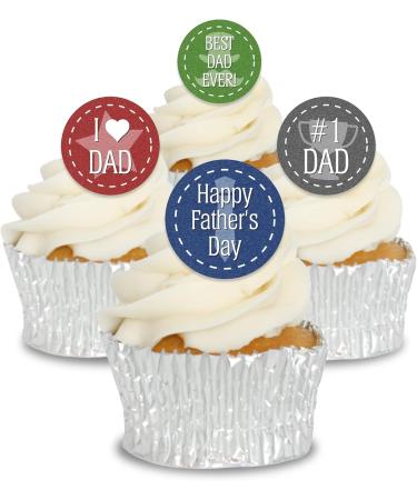 Edible Wafer Father's Day Pre-Cut Cupcake Toppers - 24pc - Buy Online on GoSupps.com