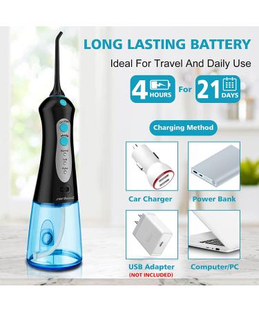 Water Flosser Cordless Teeth Cleaner - IPX7 Waterproof Oral Care for Braces & Bridges | Detachable Tank & 4 Jet Tips - Buy Online on GoSupps.com