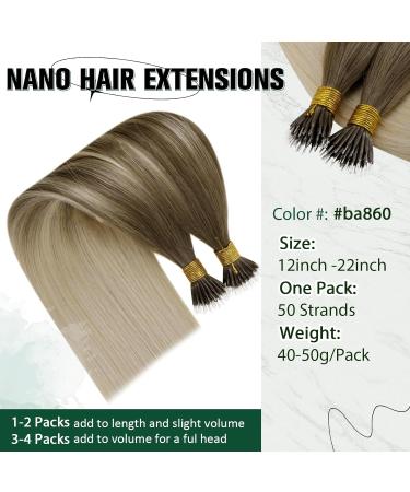 RUNATURE 12 Nano Ring Ombre Blonde Balayage Brown Human Hair Extensions - 40g - Buy Online on GoSupps.com