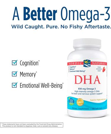 Nordic Naturals DHA Strawberry 500 mg - 180 Soft Gels | Omega-3 Supplement - Buy Online on GoSupps.com