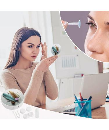 Feather Flower Print Contact Lens Case - Durable Plastic Contact Lens Care & Travel Box - Buy Online on GoSupps.com