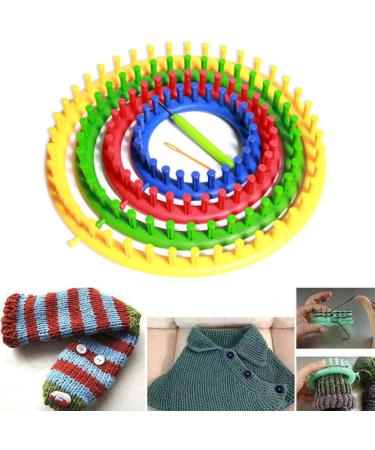 Yuhoo Round Plastic Knitting Loom Set - DIY Craft Tool Kit for Hats, Scarves, Socks & More | Blue 14cm - Buy Online on GoSupps.com