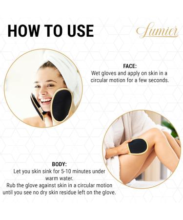 Lumier Body Exfoliator Glove Set of 3 - Dual-Sided Exfoliating Mitts for Face and Body - Deep Exfoliation for Soft Skin - Buy Online on GoSupps.com