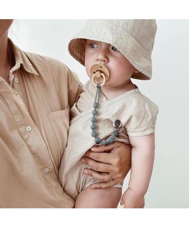 Yolnkos Silicone Pacifier Chain for Girls | Dummy Holder & Clips | Baby Shower Gift (Gray & Blue) - Buy Online on GoSupps.com