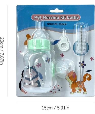 KARBAG Kitten Bottle 120 ml Pet Bottle with Silicone Nipple and Transparent Scale Mini Teat Bottle for Newborn Kittens Puppies Rabbits Small Animals Green - Buy Online on GoSupps.com