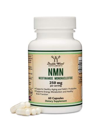 NMN Supplement (Nicotinamide Mononucleotide NAD Supplement) - Stabilized Form, 250mg Per Serving (60 Capsules), Third Party Tested, Boosts NAD+ Levels Like Riboside by Double Wood Supplements
