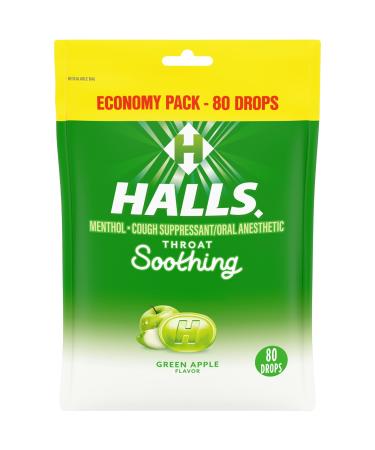 Halls Throat Soothing Green Apple Cough Drops Economy Pack 80 Drops