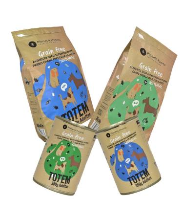 Planeta POTAGER | Tasting pack of natural grain-free food Superpremium chicken and duck for adult dogs, 2 kg + 2 wet grain-free foods 380