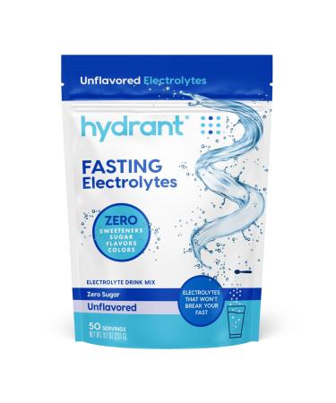 Hydrant - Bulk Fasting Electrolyte Hydration Powder 50 Servings Sugar-Free Fasting Supplement Powder - Zero Sugar Flavorless Drink Mix for Fasting