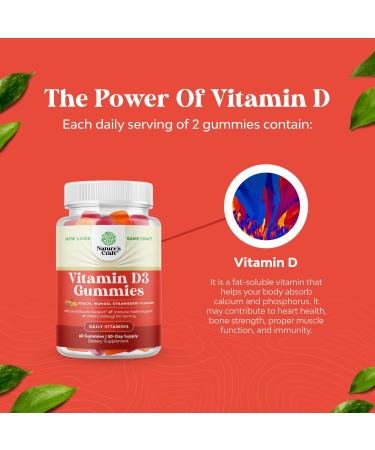 Vitamin D3 2000 IU Immune Support Gummies for Adults - Bone Strength, Heart Health, Immune System Supplement - 60 Count - Buy Online on GoSupps.com
