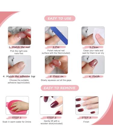 24Pcs Square False Nails Medium Glossy Cute Flower French Press on Nails - Frosted Stick on Nails with Glue Stickers for Women - Colorful DIY Manicure - Buy Online on GoSupps.com