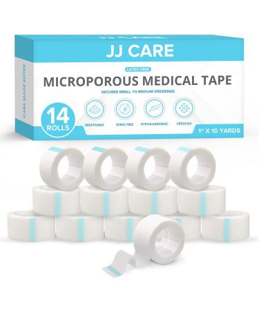 JJ CARE Micropore Tape Pack of 14 1 x 10 Yards Breathable Paper Tape Medical Use Latex-Free Paper Surgical Tape Individually Boxed Paper Bandage Tape Rolls 1 x 10 Yards (Pack of 14)