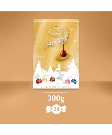 Lindt - Calendrier de l'Avent LINDOR - Assortiment de Chocolats au Lait Noirs Blancs Lait-Noisette Noix de Coco et Fraise - C ur Fondant - Id al pour No l 300g - Buy Online on GoSupps.com
