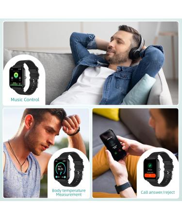 44mm Fitness Tracker Smart Watch | 24 Sports Modes | 5ATM Waterproof | Sleep Monitor | Step Calorie Counter | 1.7 HD Touchscreen | for Men Women | iPhone Android Compatible - Black - Buy Online on GoSupps.com