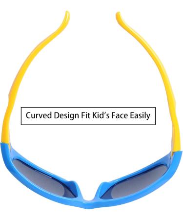 Kids Polarized Sports Sunglasses with Anti-Slip Band & Case | Flexible TR90 Frame for Boys & Girls 3-12 (Blue) - Buy Online on GoSupps.com