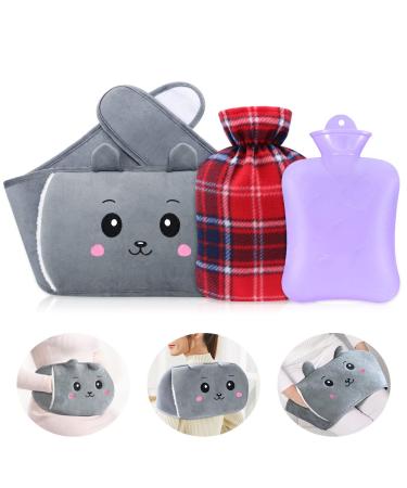 MOTONG Hot Water Bottle with Fluffy Cover Wearable Waist Belt Hot Warm Water Bottles Bag Natural Rubber Hot Water Bottle Soft Plush Waist Cover for Pain Relief Back Neck Legs Shoulders(Purple)