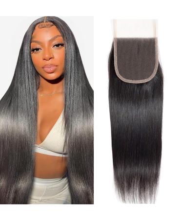 Straight Human Hair 4x4 HD Lace Closure Brazilian Hair Human Hair Closure for Black Women Natural Remy Hair Soft Swiss Lace Closure 14 Inch 14 Inch 4x4 Lace Closure