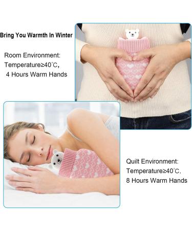 Mini Silicone Hot Water Bottle with Knitting Cover - Safe Durable & Eco-Friendly Comfort for Pain Relief (Pink) - Buy Online on GoSupps.com