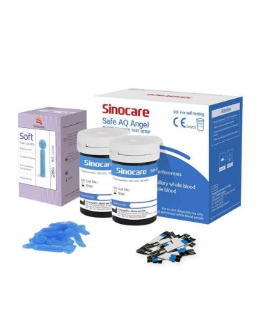 sinocare Diabete Blood Glucose Test Strips x 50 & Diabetes Lancets x 50 Safe AQ Angel Blood Sugar Test Strips for Safe AQ Angel Only Test strips & Lancets * 50