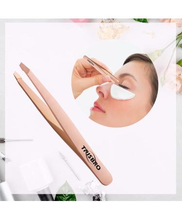 Slant Tip Tweezer - Professional Eyebrow Stainless Steel Tweezers - Splinter Tweezer for Facial Hair Removal - Best Precision Slant Tweezer for Ingrown Hairs (Rose Gold) - Buy Online on GoSupps.com