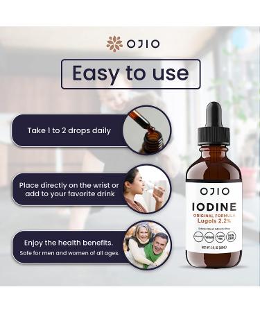 Ojio Iodine Original Formula Lugol's 2.2% - 2 Fl Oz | Best Quality Iodine Supplement - Buy Online on GoSupps.com