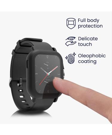 kwmobile 2-Pack Black/Green Cover for Huami Amazfit GTS 2 - Tempered Glass with Plastic Frame - Buy Online on GoSupps.com