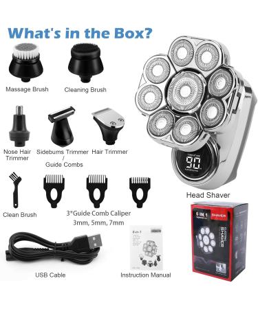 Head Shavers for Men Upgrade 9d Bald Head Shaver 6 in 1 Electric Head Shaver IPX7 Waterproof Wet Dry Cordless Rotary Shaver with Led Display Mens Grooming Kits Beard Clippers Nose Trimmer - Buy Online on GoSupps.com