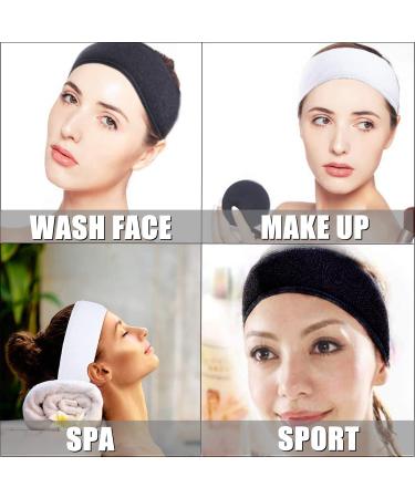 Buy 2-Piece Spa Hair Band Set | Terry Cloth Makeup & Sports Headband for Yoga | Black & White - Buy Online on GoSupps.com