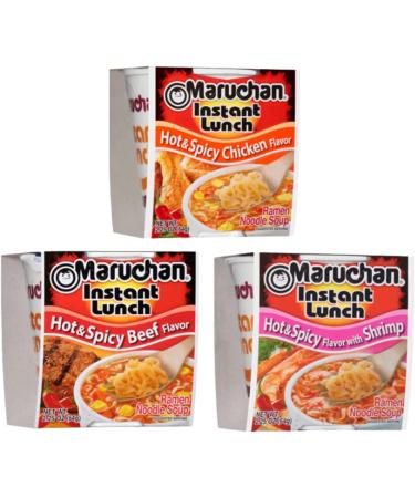 Ja Cor Instant Lunch Ramen Noodle Soup Hot and Spicy Cup Noodles 3 Flavors: Chicken Beef Shrimp 2.25 oz Pack Bundle with 1-Set of Reusable Stainless Steel Chopsticks(4 Each Flavor 12 Packs) - Buy Online on GoSupps.com