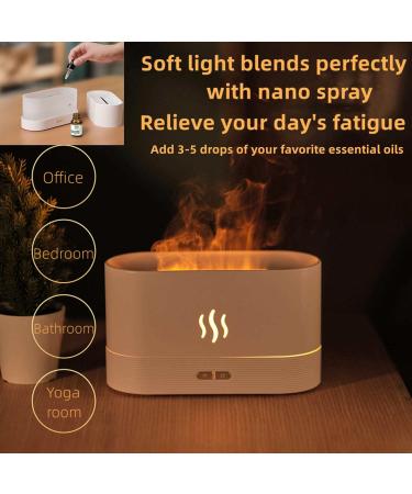 Simulated Flame Air Diffuser | Essential Oil Diffuser | Mini Portable Cool Mist Humidifier for Home Office Yoga & Spa | Waterless Auto Off | Travel-Friendly (White/Black - Buy Online on GoSupps.com