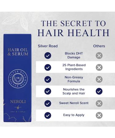 Silver Road - Neroli Hair Oil & Serum 27 Naturally Derived Ingredients for Unisex Hair Growth Hair Thickening Hair Styling & Much More 100 ml - Buy Online on GoSupps.com