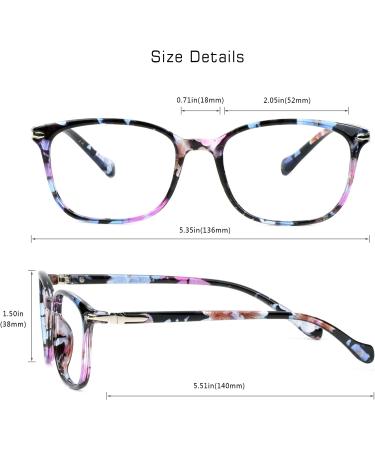 2 Pack Pink+Floral Blue Light Blocking Glasses for Women/Men - Anti Eyestrain & Glare, Computer/TV Reading, Stylish Square Frame - Buy Online on GoSupps.com