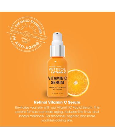 Retinol + Vitamin C Face Serum - Anti-Aging Evens Skin Tone Reduces Fine Lines & Dark Spots - 1 FL. Oz - Buy Online on GoSupps.com