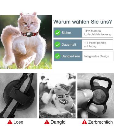 JiaraRui Reflective AirTag Cat Neck Band - Adjustable GPS Collar for Cats & Puppies | Red 9-13 inch - Buy Online on GoSupps.com