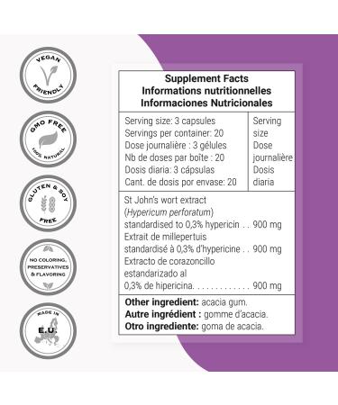Supersmart - St John's Wort Extract 900mg per Day (0.3% Hypericin) - Emotional Well Being - Pure Standardized Extract - Nerve Health | Non-GMO & Gluten Free - 60 Vegetarian Capsules - Buy Online on GoSupps.com